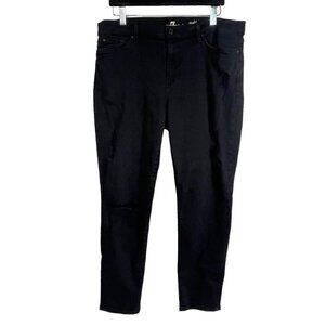 7 for all Mankind Jeans Women's 32 Ankle Gwenevere Black Distress Grunge Punk‎